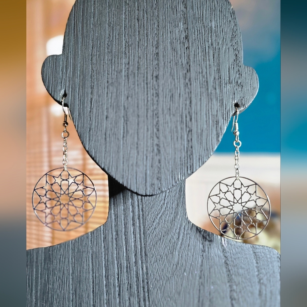 Silver Geometric Dangle Earrings
